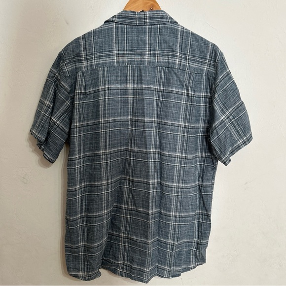 Weatherproof Linen Shirt Navy Plaid Button-Down Shirt Size Large Washable. - Picture 6 of 6